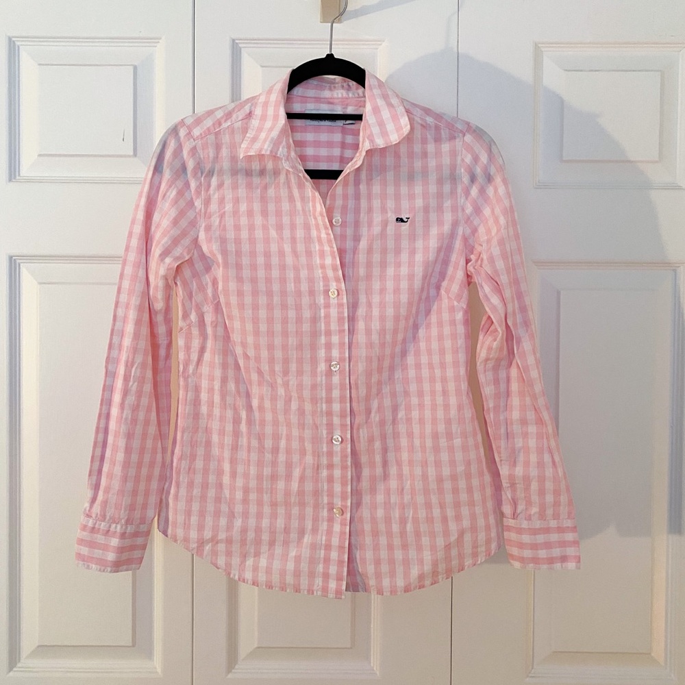 Vineyard Vines Pink Gingham Button-down